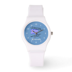 Griechische Flagge Hellas Blut und Ouzo und Name Armbanduhr