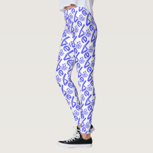 Griechische Flagge Herz Blau LOVE gekachelt Leggings