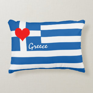 Griechische Flagge & Herz - griechische Reise-/Spo Dekokissen