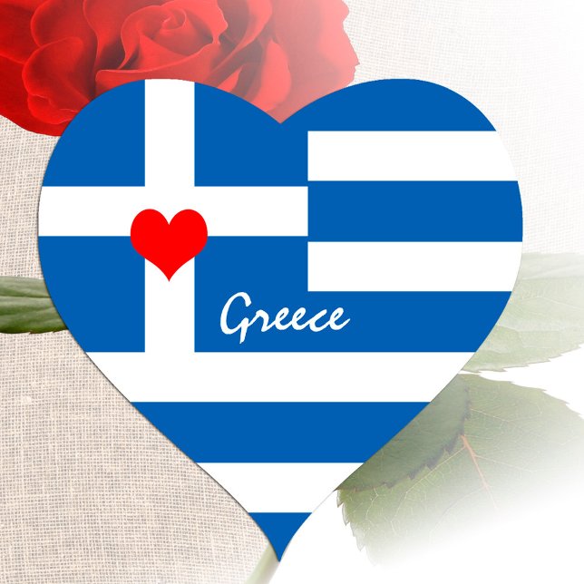 Griechische Flagge & Herz - griechische Reise-/Spo Herz-Aufkleber (Von Creator hochgeladen)