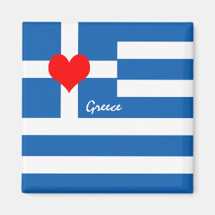 Griechische Flagge & Herz - griechische Reise-/Spo Magnet
