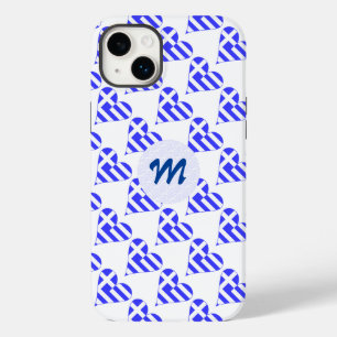 Griechische Flagge Herz Liebe gekachelt Initiale Case-Mate iPhone 14 Plus Hülle