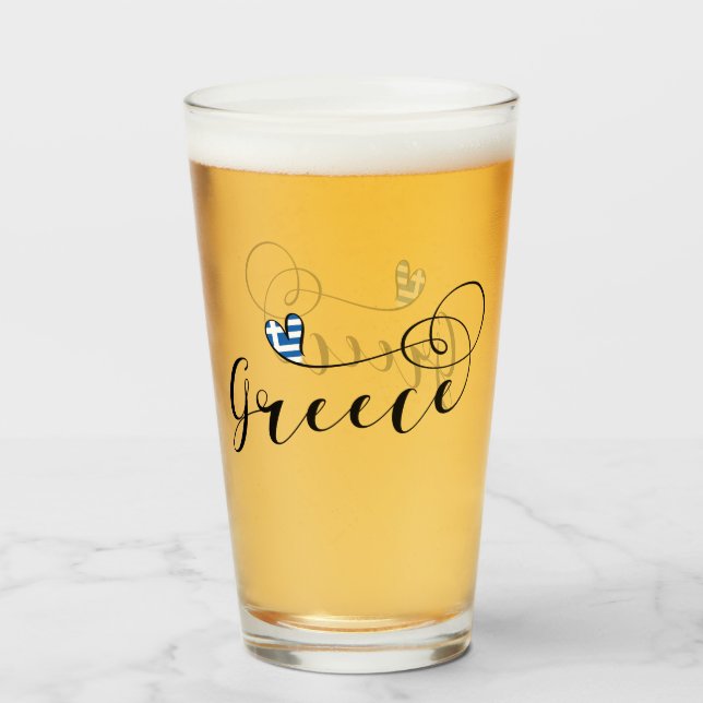 Griechische Flagge im Herzen, Griechenland Glas (Rückseite (gefüllt))