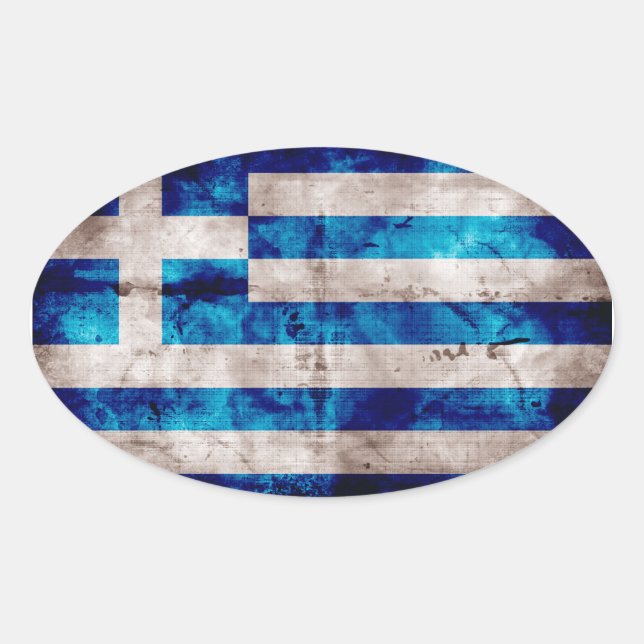 Griechische Flagge Ovaler Aufkleber (Vorderseite)