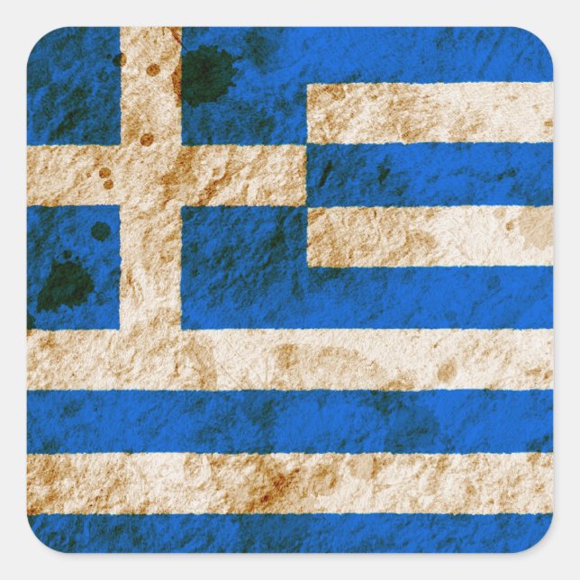 griechische Flagge Quadratischer Aufkleber (Vorderseite)