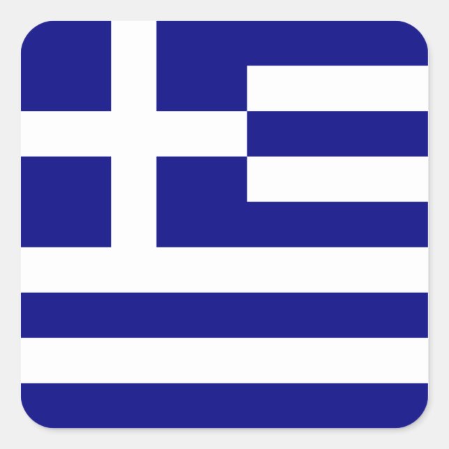 Griechische Flagge Quadratischer Aufkleber (Vorderseite)