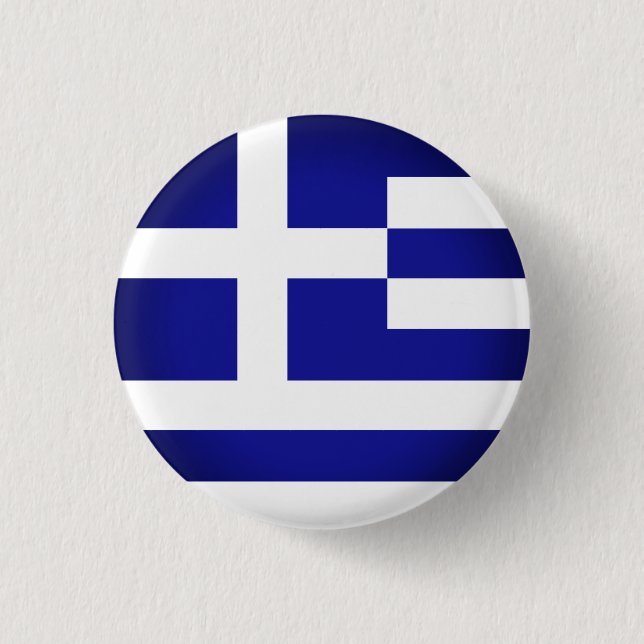 Griechische Flagge (rund) Button (Vorderseite)