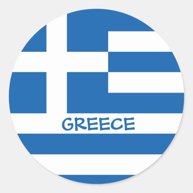 Griechische Flagge Runder Aufkleber (Vorderseite)