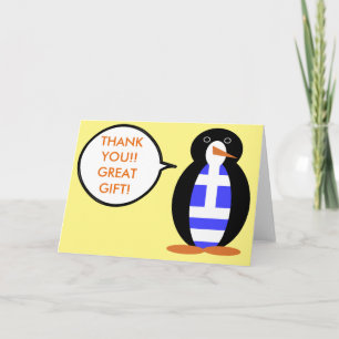 Griechische Flagge Sprechende Fräulein Pinguin Dankeskarte