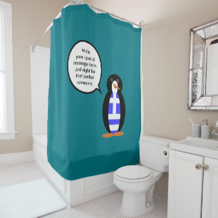 Griechische Flagge sprechende Ms Penguin Personali Duschvorhang