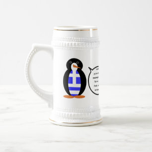 Griechische Flagge Sprechende Ms. Pinguin Bierkrug Bierglas