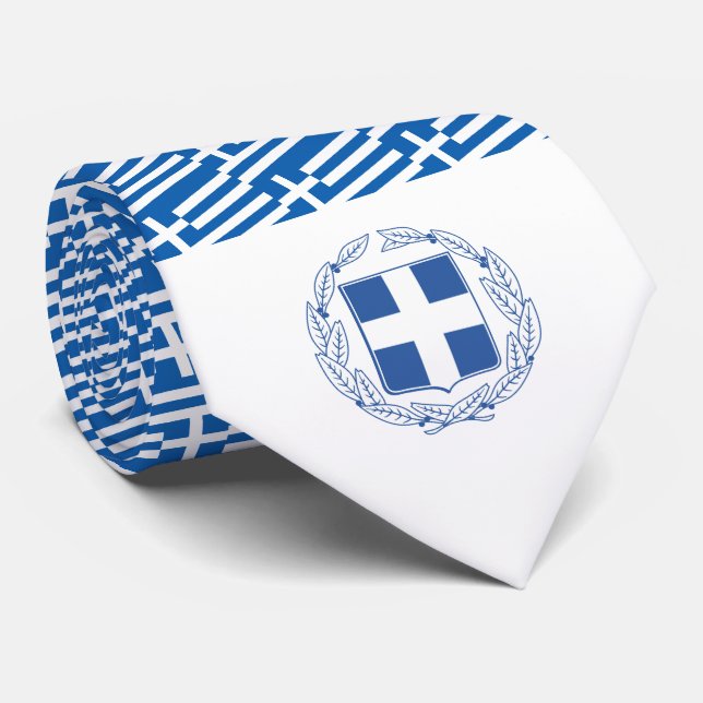 Griechische Flagge und Wappen, Flagge Griechenland Krawatte (Gerollt)