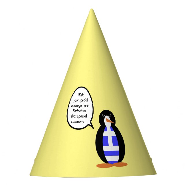Griechische Flagge - Vortrag von Penguin Personali Partyhütchen (Vorderseite)