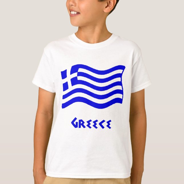 Griechische Flagge (Wellenartig bewegen) T-Shirt (Vorderseite)