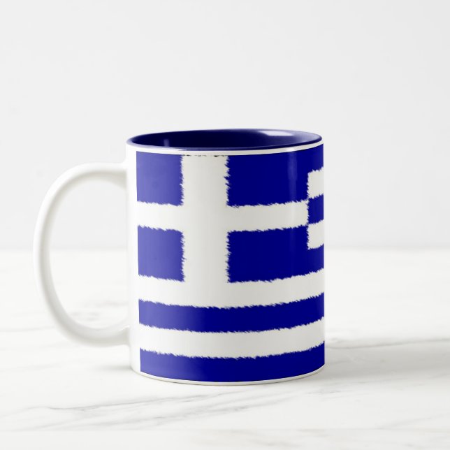 Griechische Flagge Zweifarbige Tasse (Links)