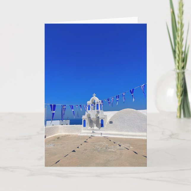 Griechische Flaggen Weißes KirchenGebäude Griechen Karte (Vorderseite)
