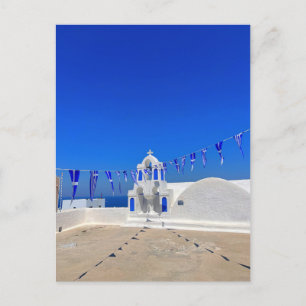 Griechische Flaggen Weißes KirchenGebäude Griechen Postkarte