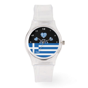 griechische Flaggenwache, Herz, Griechenland /spor Armbanduhr