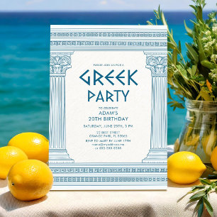 Griechische Geburtstagsparty-Einladung mit blauen  Einladung