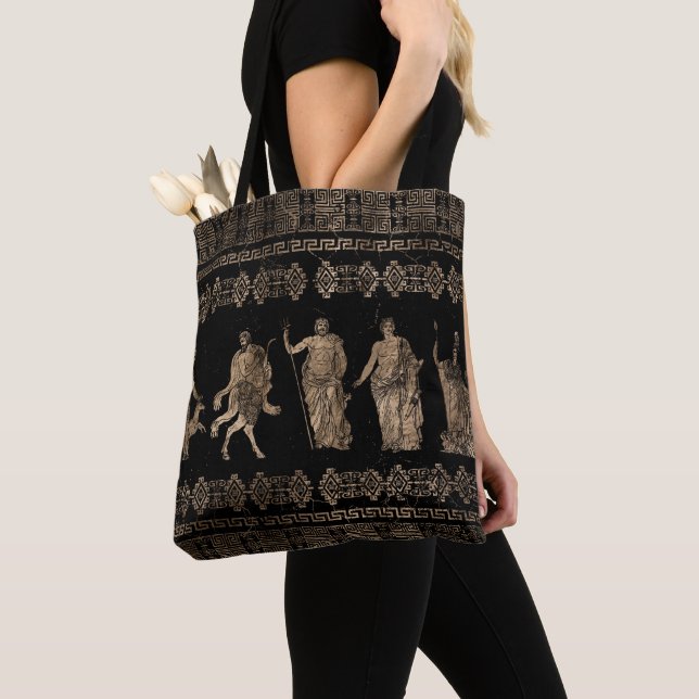 Griechische Gottheiten und Mäander Tasche (Von Nahem)