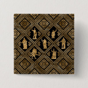 Griechische Gottheiten und Meander-Schlüsseldekora Button