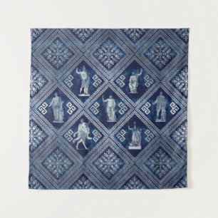 Griechische Gottheiten und Meander-Schlüsseldekora Wandteppich