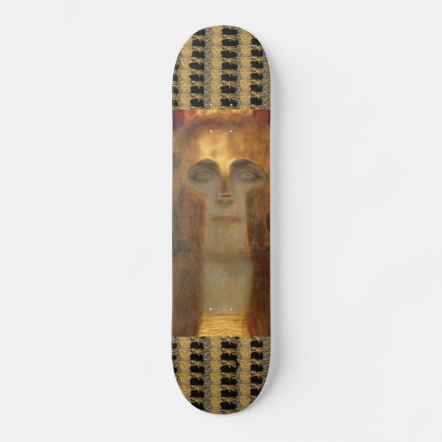 Griechische Göttin Athene im Goldsturzhelm durch Skateboard (Vorderseite)