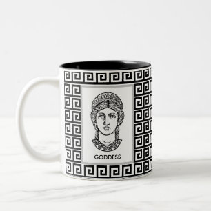 Griechische Göttin auf Schwarz-Weiß-Geometrie-Must Zweifarbige Tasse