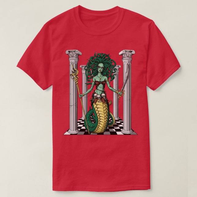 Griechische Göttin Medusa Gorgon T-Shirt (Design vorne)