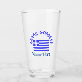 Griechische Göttin und Flagge Griechenlands Person Glas
