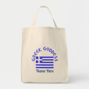 Griechische Göttin und Flagge Griechenlands Person Tragetasche
