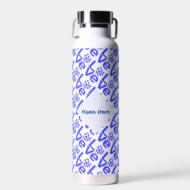Griechische Herzenflagge Blaue Liebe gefleckt Blau Trinkflasche (Vorne)
