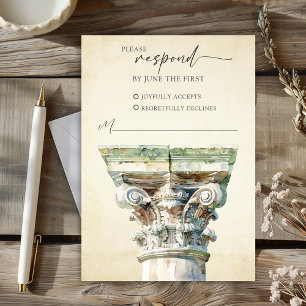 Griechische Hochzeitssäule für Wasserfarben-RSVP-A RSVP Karte
