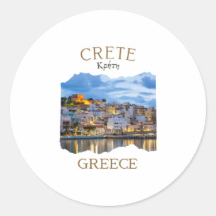 Griechische Insel Kreta Griechenland mit der Stadt Runder Aufkleber
