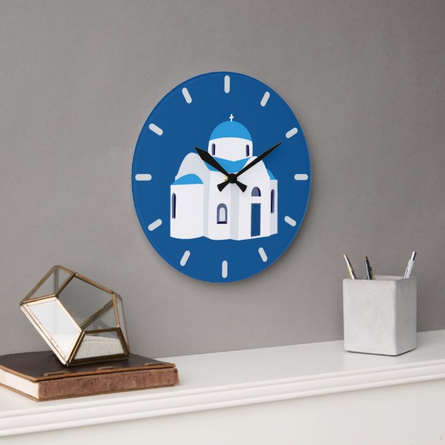 Griechische Insel Santorini Kirche Große Wanduhr (Büro)