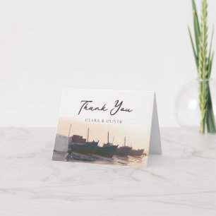 Griechische Inseln Hafen Hochzeit an Land gezogene Dankeskarte
