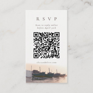 Griechische Inseln Hafen QR Strandhochzeit RSVP Ka Begleitkarte