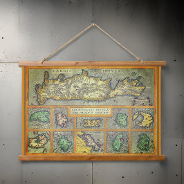 Griechische Inseln Seltene Karten | Wandteppich Mit Holzrahmen