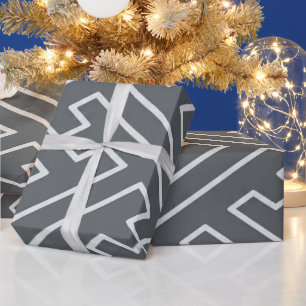 Griechische Inspiration Geometrische Linien Silber Geschenkpapier
