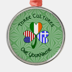 Griechische irische amerikanische Flaggen Shamrock Ornament Aus Metall