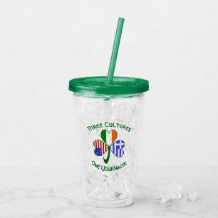 Griechische Irische USA Shamrock-Flaggen Personali Acryltrinkbecher