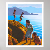 Griechische Jungen auf den Felsen