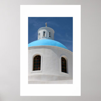 Griechische Kirche in Santorini Poster