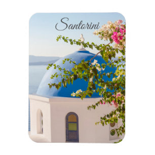 Griechische Kirche mit blauer Kuppel und farbenfro Magnet
