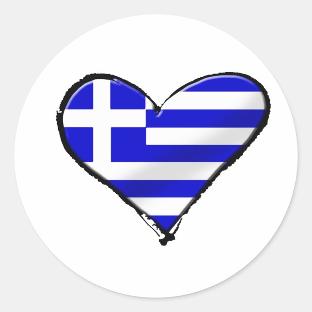 Griechische Liebe - I Liebe Griechenland Flagge Li Runder Aufkleber (Vorderseite)