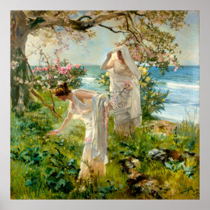 Griechische Mädchen am Strand von Joaquín Sorolla Poster