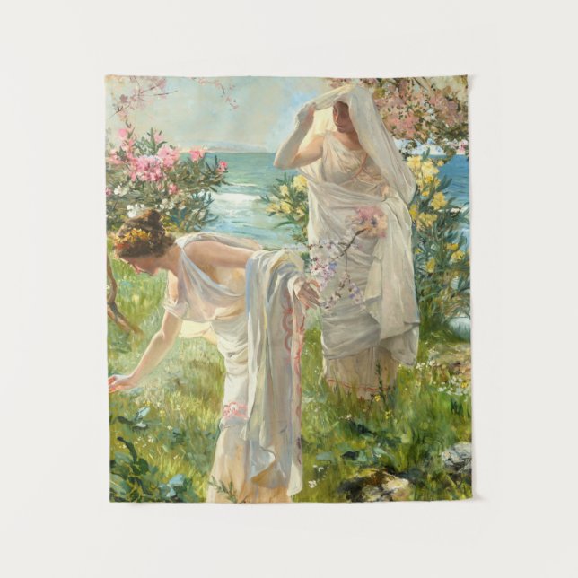 Griechische Mädchen an der Küste Joaquin Sorolla Y Wandteppich (Vorderseite)