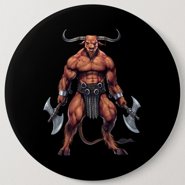 Griechische Mythologie Minotaur Button (Vorderseite)