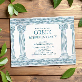 Griechische Rentnerparty-Postkarte in Blau Postkarte