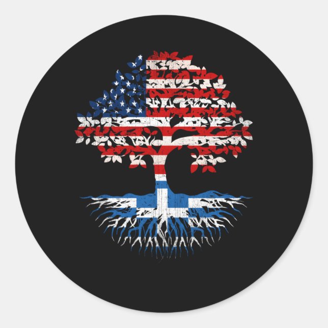 Griechische Roots amerikanische Zweigstellen: Grie Runder Aufkleber (Vorderseite)